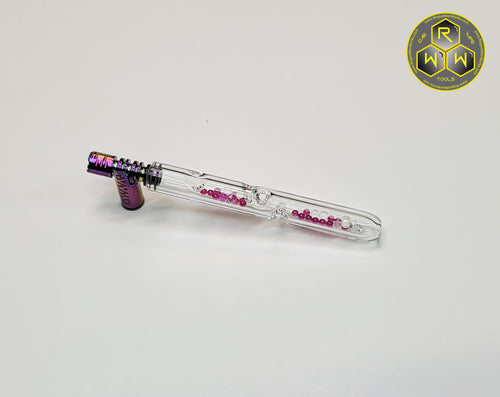 DVS18  Glass Vapcap Stem with Quartz Beads and Rubies - With Carb
