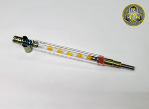 DVS25 Glass Stem with Quartz Beads & Stumpy Pinner -  No Carb, 3.5 in