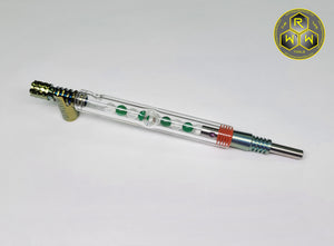 DVS27 Glass Stem with Quartz Beads & Stumpy Pinner -  Carb, 3.5 in