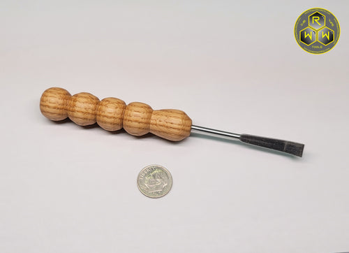 NW26 Oak Hand Turned Handle Dabber, Dab Tool With Bent Straight Tip