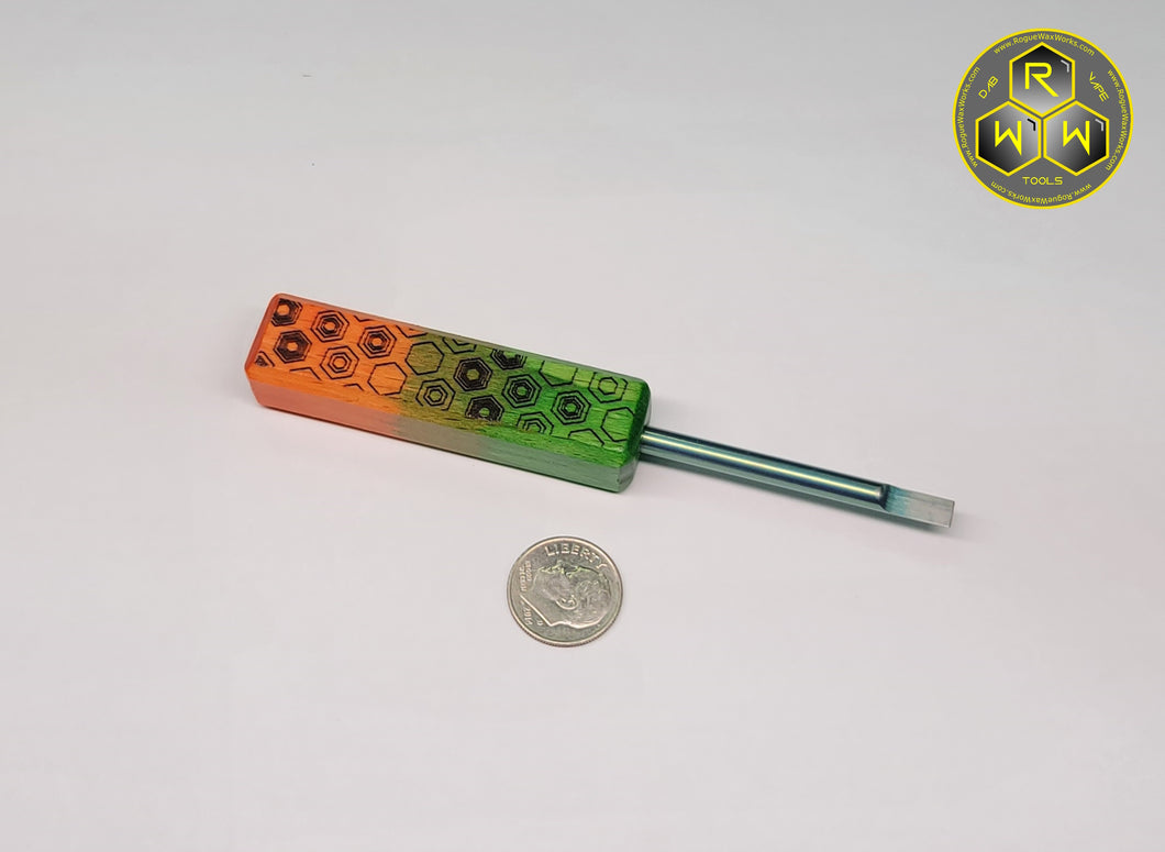 SC26 Orange & Green Rectangle Handle Titanium Tip Dab Tool