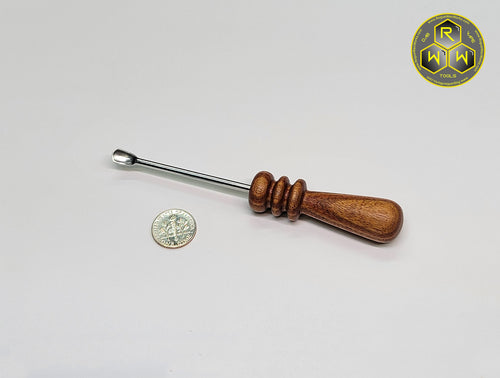 NW73 Canary Wood Hand Turned Handle Dabber, Dab Tool with Small Scoop Tip