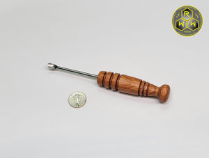 NW70 Leopard Wood Hand Turned Handle Dabber, Dab Tool with Small Scoop Tip