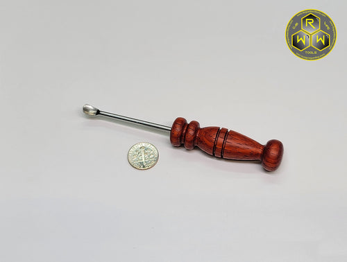 NW72 Padauk Wood Hand Turned Handle Dabber, Dab Tool with Small Scoop Tip