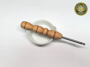 NW10 Oak Hand Turned Handle Dabber, Dab Tool With GR2 Titanium Tip