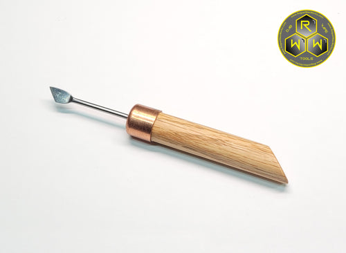 NW07 Oak & Copper Hand Shaped Handle Dabber, Dab Tool with Straight Tip